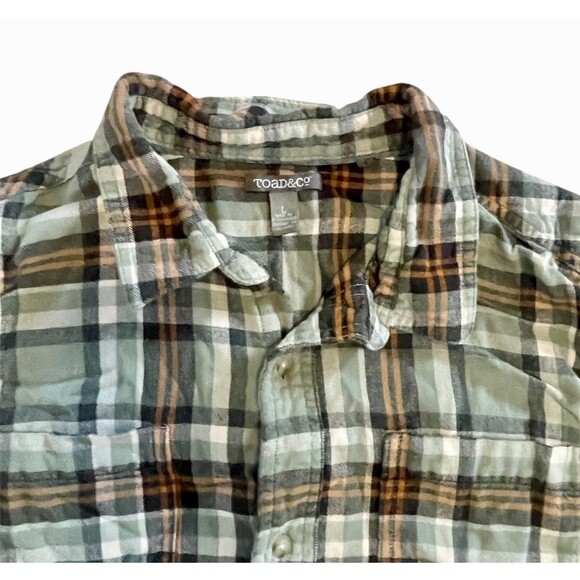 Toad & Co Flannel Shirt Size Large Flannagan Slim Fit Organic Cotton Plaid - Picture 2 of 7